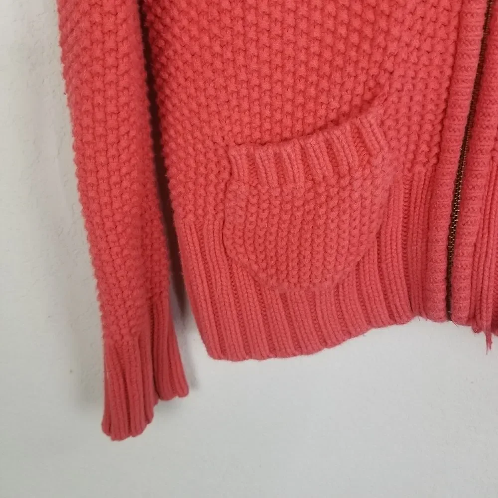 Old Navy Salmon Zipper Front Hooded‎ Cotton Sweater